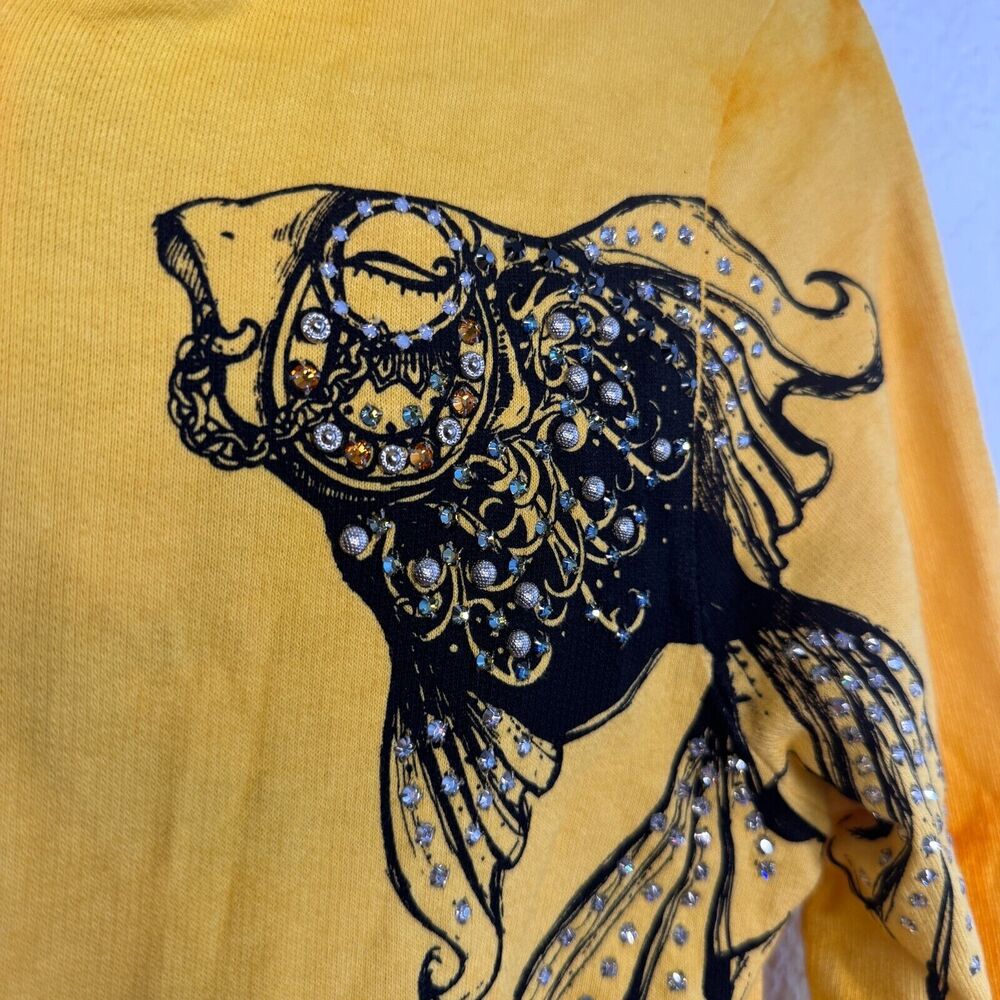Key Closet Y2K Jacket Womens Small Koi Fish Swarovski Studded Hoodie Asian Art - Picture 6 of 15